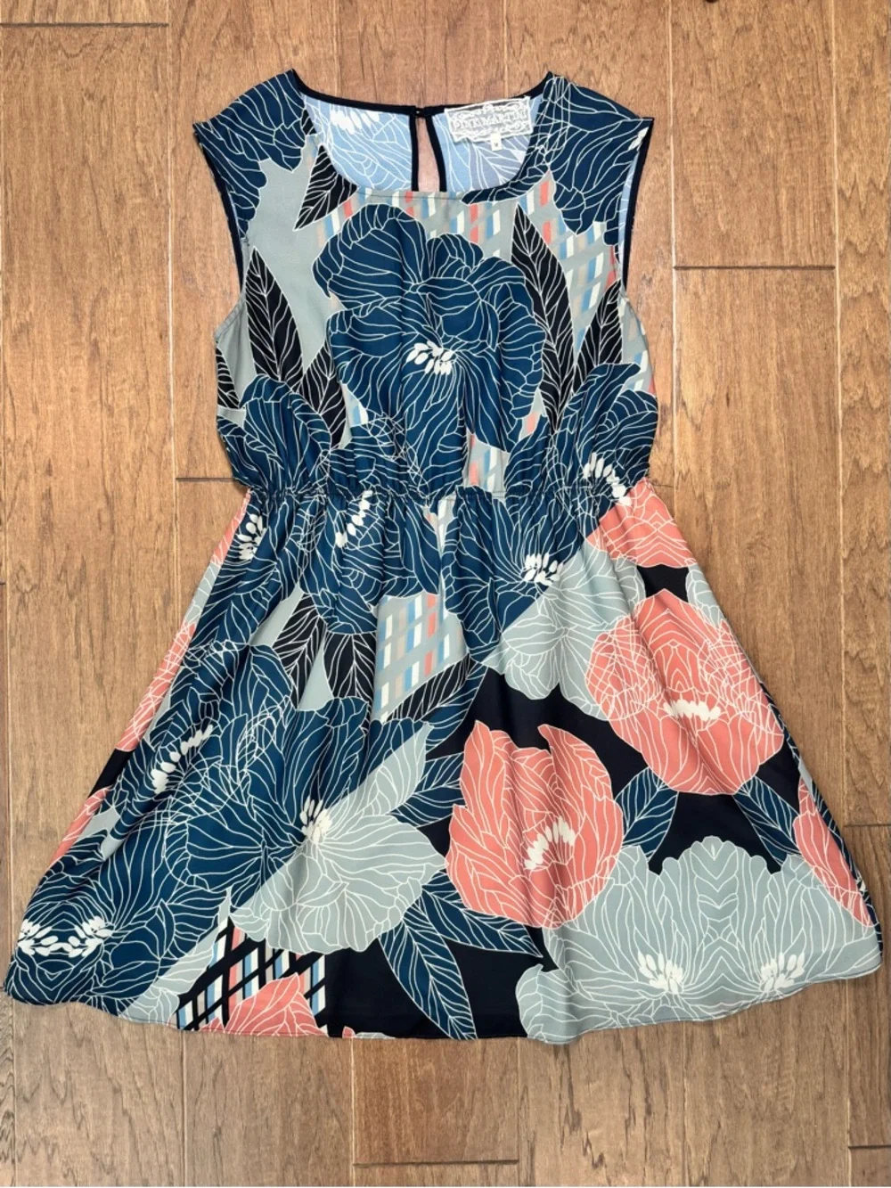 Pink Martini Floral Fit-and-Flare Dress with Elastic Waist - Picture 2 of 13